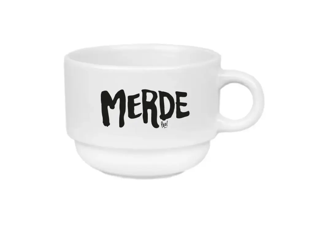 (black) MERDE LOGO / tasse céramique blanc