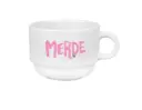 (rose) tasse 170 ML / céramique int. blanc / MERDE LOGO