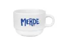 (bleu fonce) MERDE LOGO / tasse céramique blanc