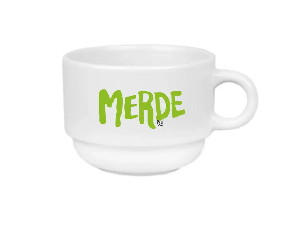 (vert clair) tasse 170 ML / céramique int. blanc / MERDE LOGO