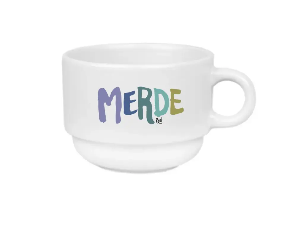 [CERAMIQUE] (froid) MERDE LOGO / tasse céramique blanc
