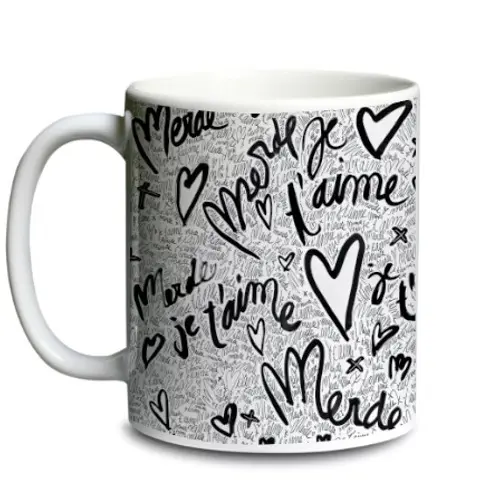 [C1-MUG BLANC] (BLACK) MERDE JE T'AIME / mug céramique 