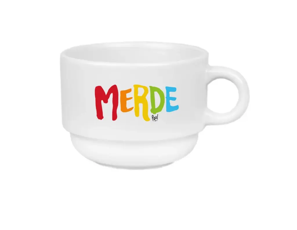 [CERAMIQUE] (tutti) MERDE LOGO / tasse céramique blanc