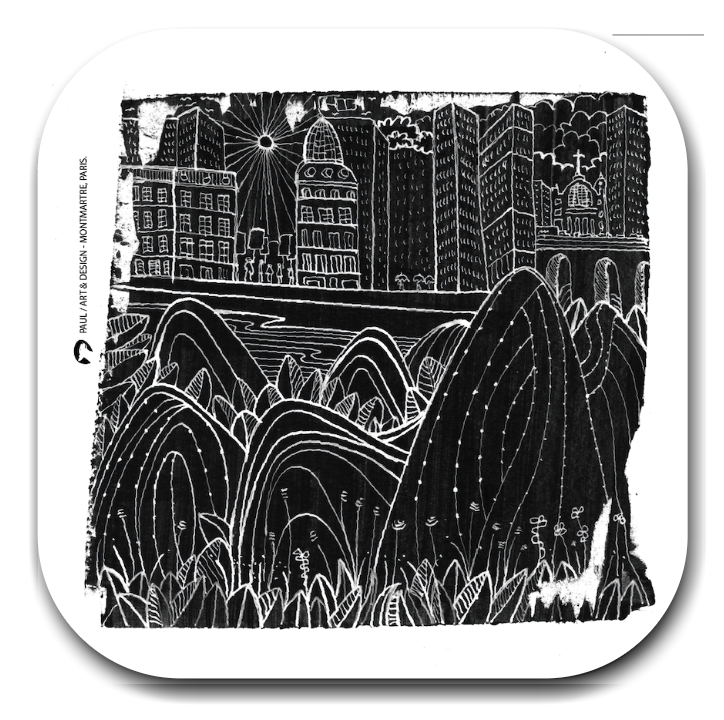 [S1-SOUS VERRES CARRE] EDIFICES NEGATIFS / sous-verre grand