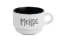 (GRIS) tasse 170 ML / céramique int. noir / MERDE LOGO