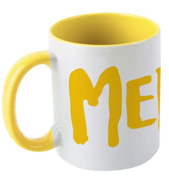 [C2-MUG COULEUR] (JAUNE) MERDE LOGO / mug céramique couleur