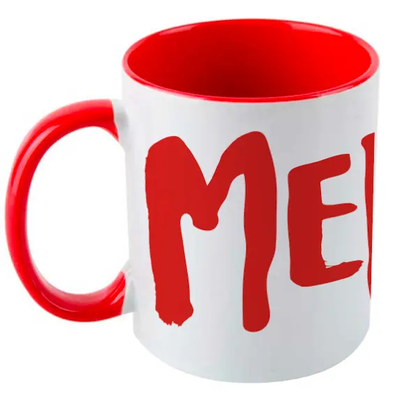 [C2-MUG COULEUR] (ROUGE) MERDE LOGO / mug céramique couleur