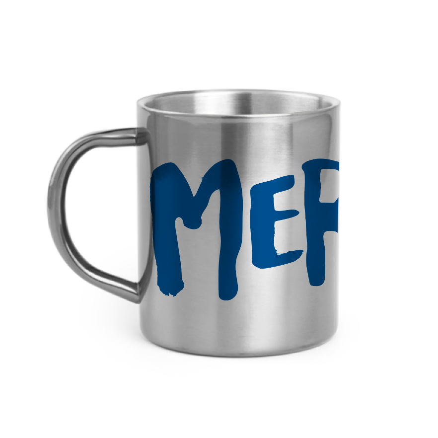 [C4-MUG INOX] (BLEU FONCÉ) MERDE LOGO / mug acier inoxydable 
