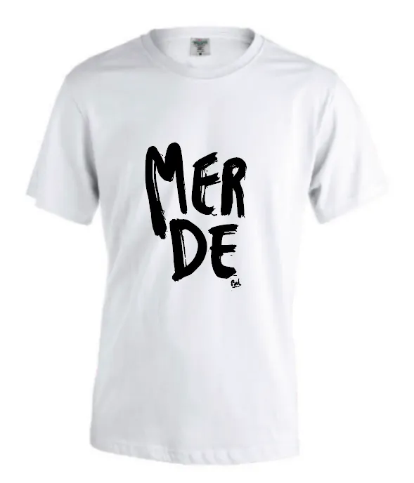03-T-SHIRT BLANC M MERDE LOGO BLACK