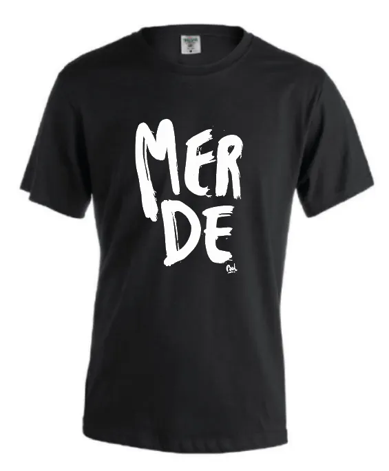 10-T-SHIRT NOIR L MERDE LOGO WHITE