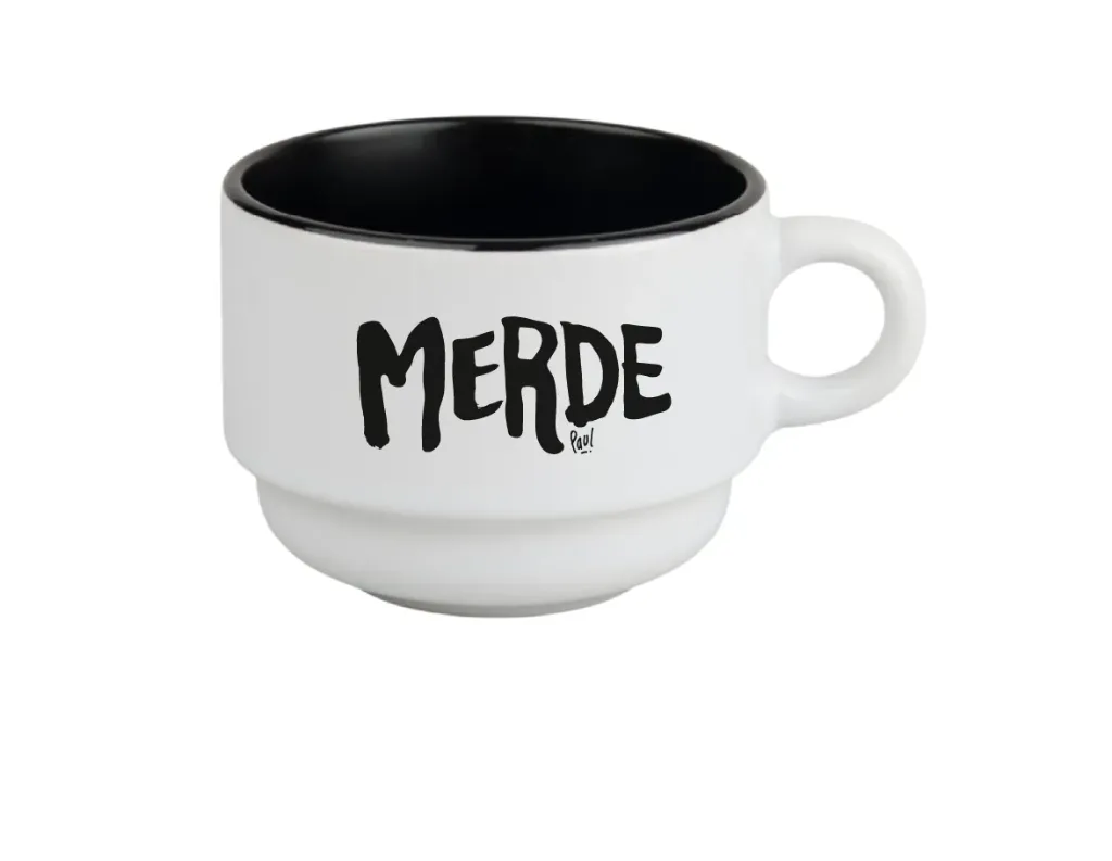 (noir) tasse 170 ML / céramique int. noir / MERDE LOGO
