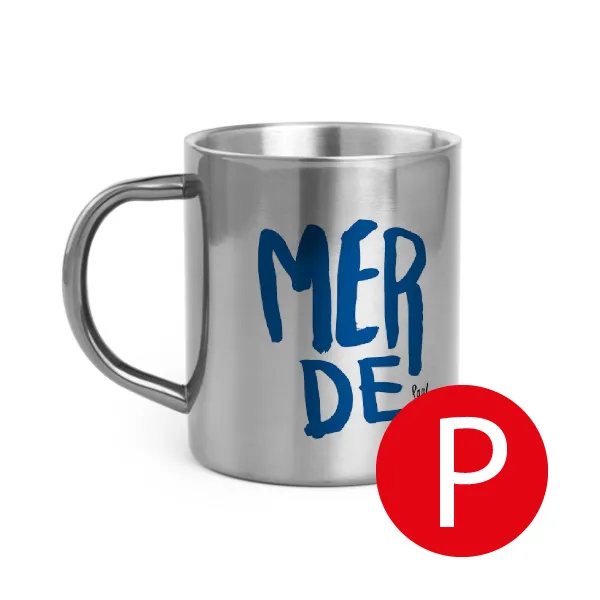 MUG INOX PETIT MERDE 2 L BLEU