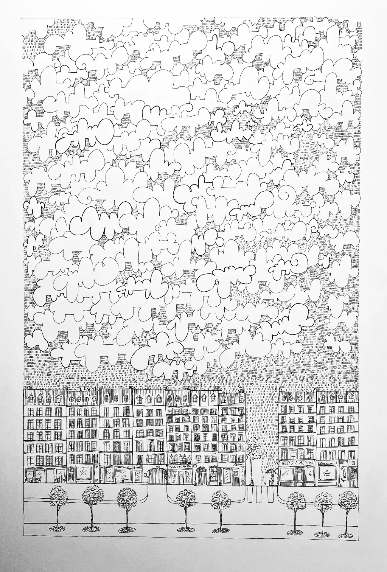 AFFICHE A3 PARIS NUAGES