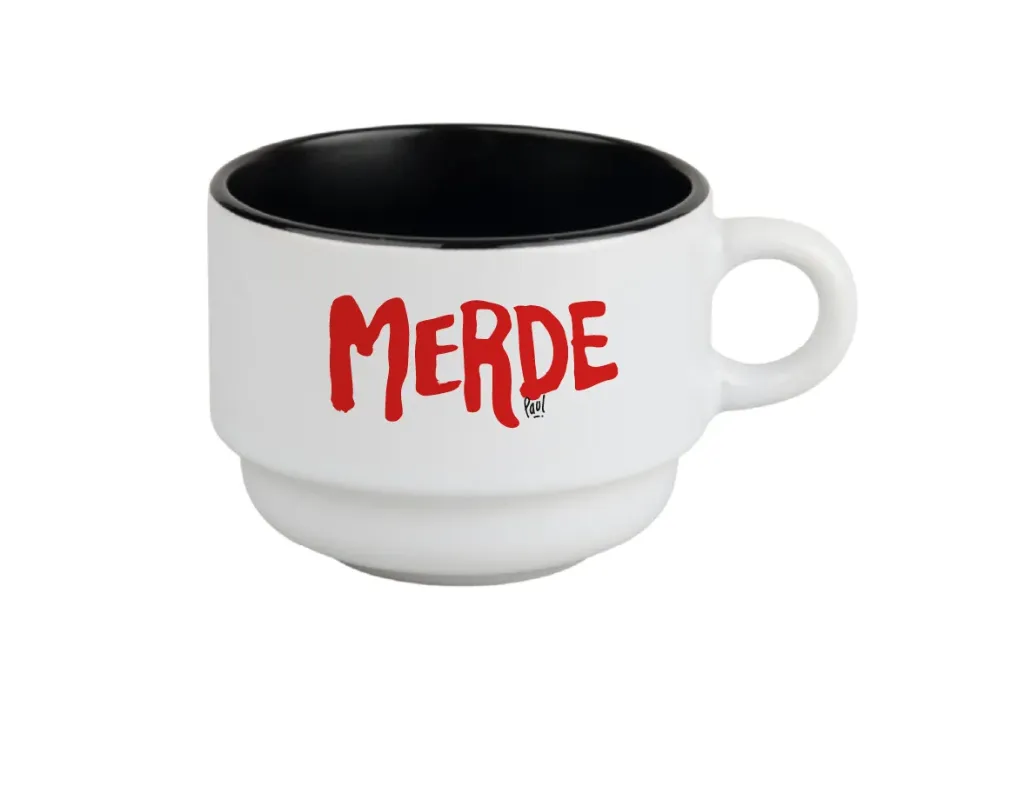 (rouge) tasse 170 ML / céramique int. noir / MERDE LOGO