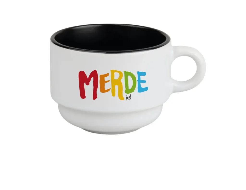 (tutti) tasse 170 ML / céramique int. noir / MERDE LOGO