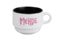 (rose) tasse 170 ML / céramique int. noir / MERDE LOGO