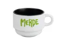 (vert clair) tasse 170 ML / céramique int. noir / MERDE LOGO