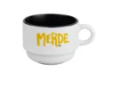 (jaune) tasse 170 ML / céramique int. noir / MERDE LOGO