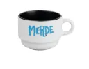 (bleu clair) tasse 170 ML / céramique int. noir / MERDE LOGO