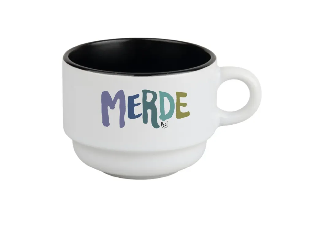 (froid) tasse 170 ML / céramique int. noir / MERDE LOGO