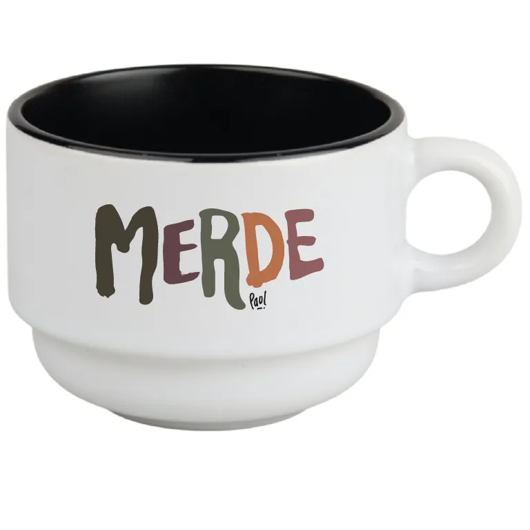 (chaud) tasse 170 ML / céramique int. noir / MERDE LOGO