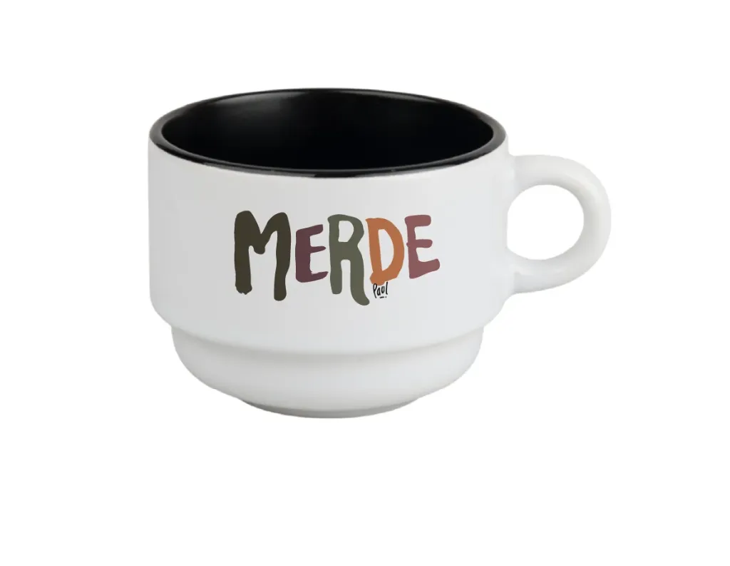 (chaud) tasse 170 ML / céramique int. noir / MERDE LOGO