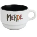 (chaud) tasse 170 ML / céramique int. noir / MERDE LOGO