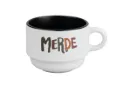 (chaud) tasse 170 ML / céramique int. noir / MERDE LOGO