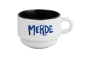 (bleu foncé) tasse 170 ML / céramique int. noir / MERDE LOGO