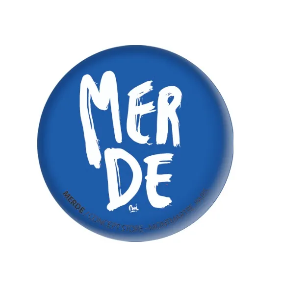 (BLEU FONCÉ) MERDE BRUSH / magnet rond