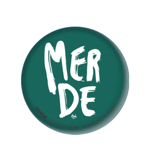 (VERT FONCÉ) MERDE BRUSH / magnet rond