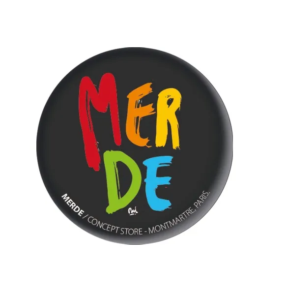 (TUTTI NOIR) MERDE BRUSH / magnet rond