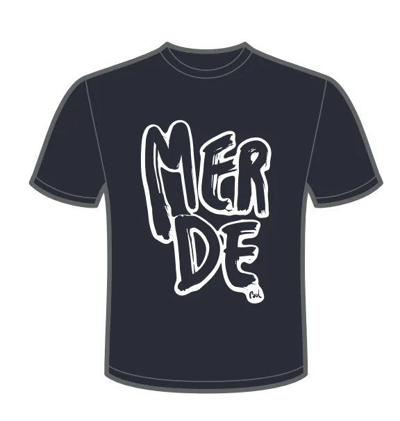 13-T-SHIRT NOIR XS MERDE LOGO OUTLINE