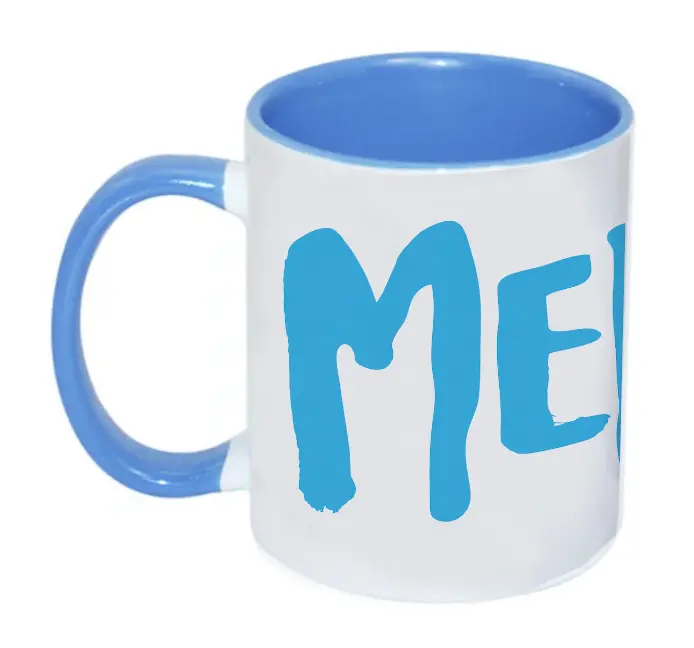 [C2-MUG COULEUR] (BLEU CLAIR) MERDE LOGO / mug céramique couleur
