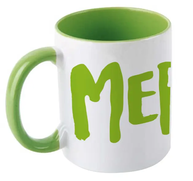 [C2-MUG COULEUR] (VERT CLAIR) MERDE LOGO / mug céramique couleur