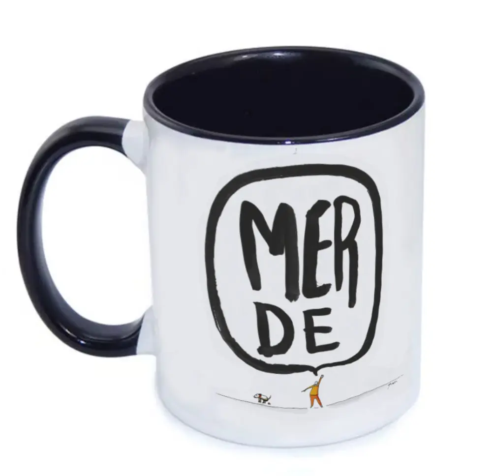 (NOIR) MERDE BULLE CHIEN / mug céramique couleur