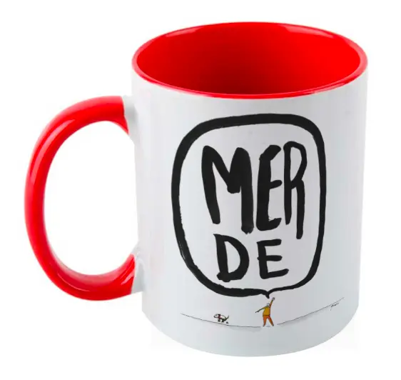 [C2-MUG COULEUR] (ROUGE) MERDE BULLE CHIEN / mug céramique couleur