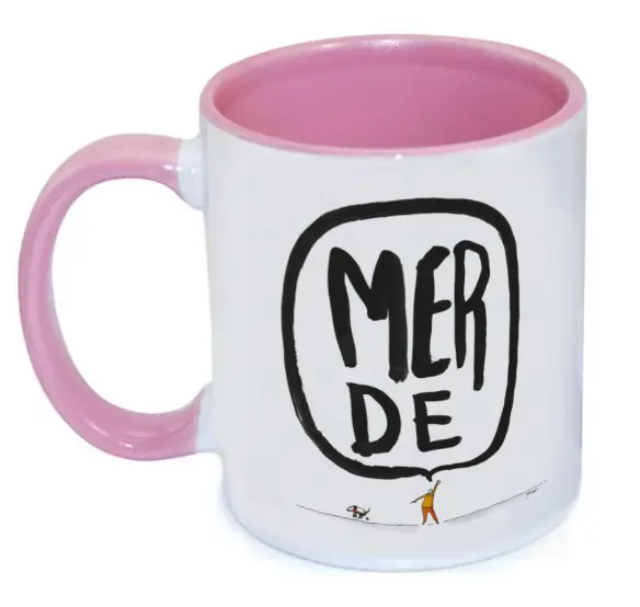 (ROSE) MERDE BULLE CHIEN / mug céramique couleur