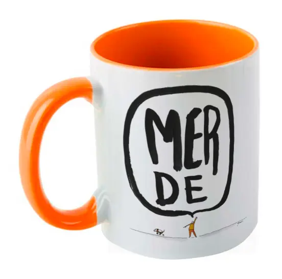 (ORANGE) MERDE BULLE CHIEN / mug céramique couleur
