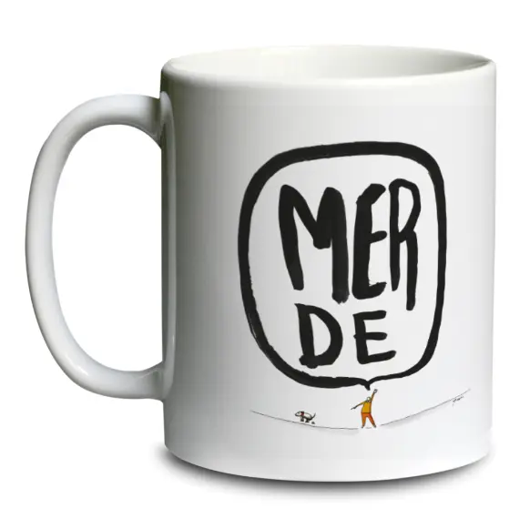 [C2-MUG COULEUR] (BLANC) MERDE BULLE CHIEN / mug céramique couleur