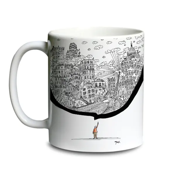 [C1-MUG BLANC] BULLE PARIS BONHOMME  / mug céramique blanc