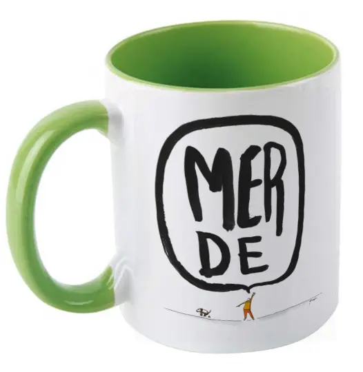 (VERT CLAIR) MERDE BULLE CHIEN / mug céramique couleur