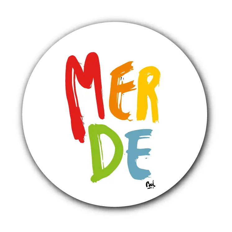 [S2-SOUS VERRES ROND] (TW) MERDE BRUSH TUTTI WH  / sous-verres rond