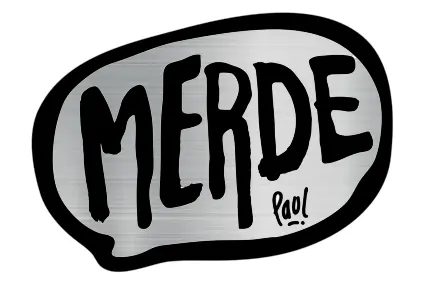  STICKER  MERDE LOGO BULLE ARGENTÉ