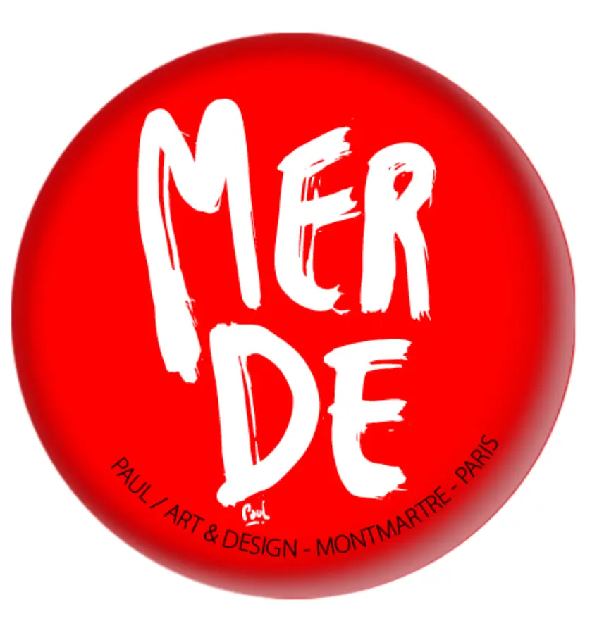 (ROUGE) MERDE BRUSH / magnet rond