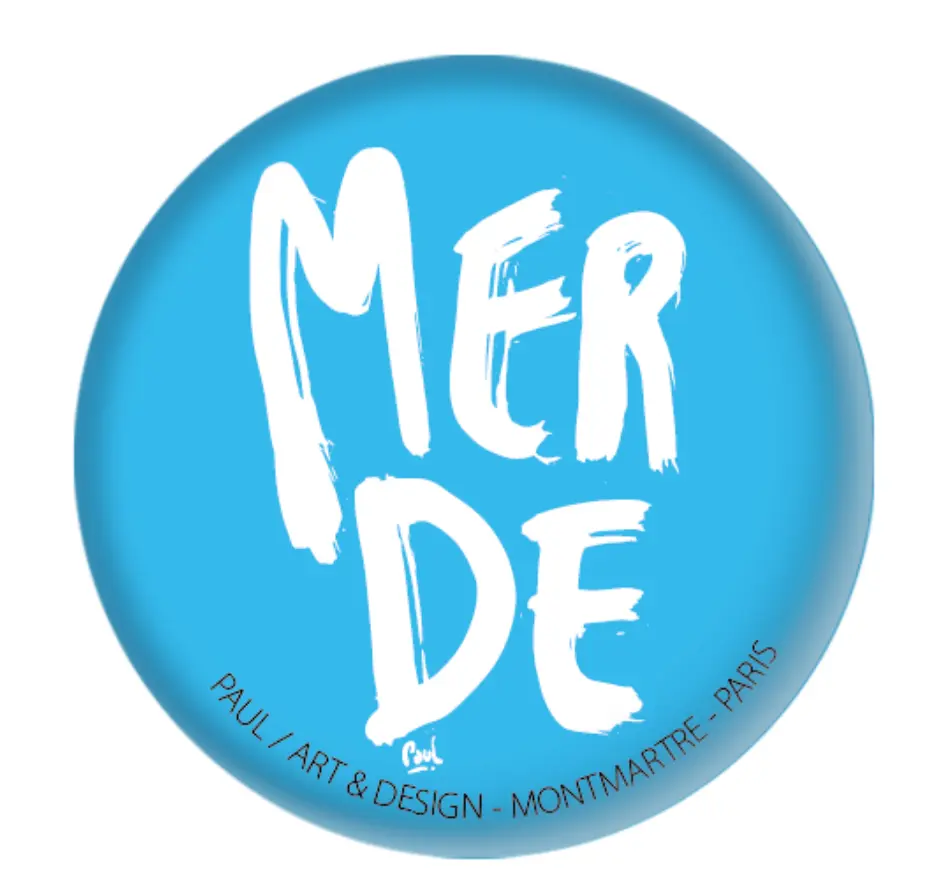 (BLEU CLAIR) MERDE BRUSH / magnet rond