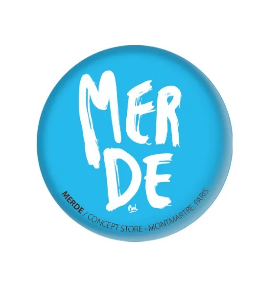 [D2-MAGNET ROND] (BLEU CLAIR) MERDE BRUSH / magnet rond