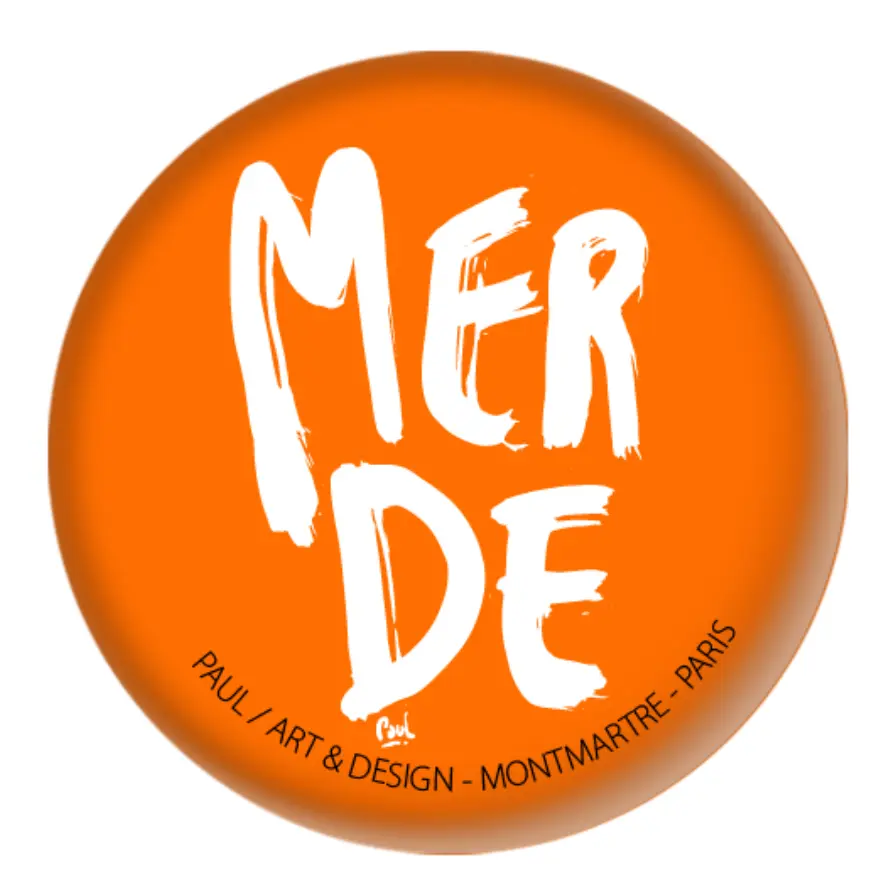 (ORANGE) MERDE BRUSH / magnet rond